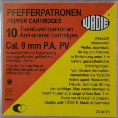 BOITE DE 10 CARTOUCHES A CHARGE PEPPER CALIBRE 9MM PAK