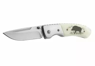 Couteau de poche d\'apr�s chasse sanglier pliant blanc