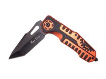 Couteau de poche pliant Meca Noir & Orange avec clip ceinture et brise vitre
