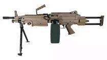 FN M249 PARA Tan AEG Polymère avec chargeur Ammobox 2400 bbs