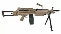 FN M249 PARA Tan AEG Polymère avec chargeur Ammobox 2400 bbs