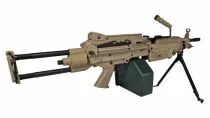 FN M249 PARA Tan AEG Polymère avec chargeur Ammobox 2400 bbs