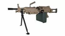 FN M249 PARA Tan AEG Polymère avec chargeur Ammobox 2400 bbs
