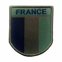 Insigne - Ecusson brod&eacute; France basse visibilit&eacute; Vert OD avec velcro m&acirc;le
