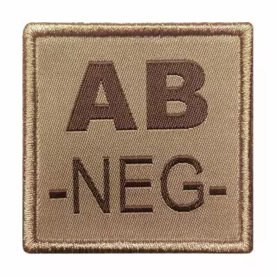 Insigne de Groupe Sanguin Beige Brodure Marron AB-NEG-