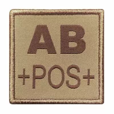 Insigne de Groupe Sanguin Beige Brodure Marron AB+POS+