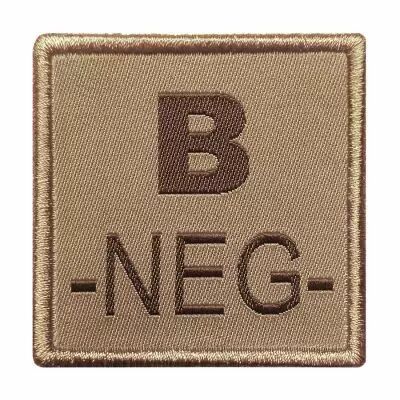Insigne de Groupe Sanguin Beige Brodure Marron B-NEG-