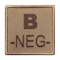 Insigne de Groupe Sanguin Beige Brodure Marron B-NEG-