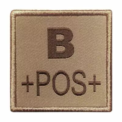 Insigne de Groupe Sanguin Beige Brodure Marron B+POS+
