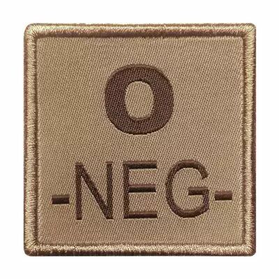 Insigne de Groupe Sanguin Beige Brodure Marron O-NEG-