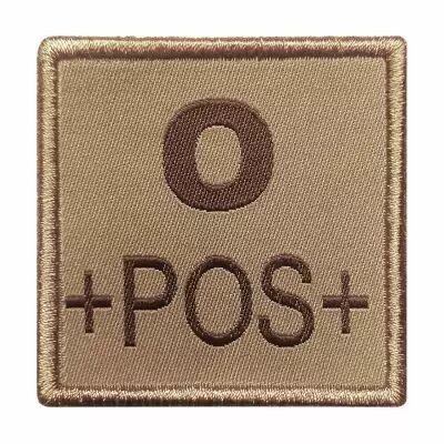 Insigne de Groupe Sanguin Beige Brodure Marron O+POS+