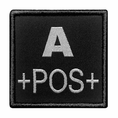 Insigne de Groupe Sanguin Noir Broderie Grise A+POS+