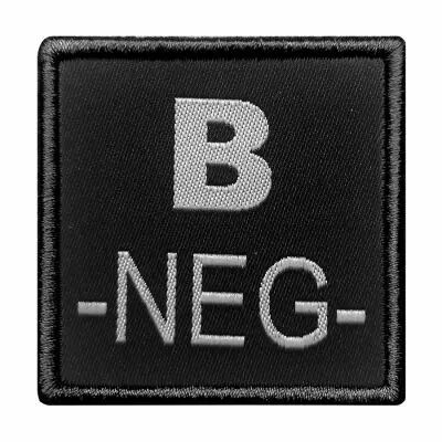 Insigne de Groupe Sanguin Noir Broderie Grise B-NEG-