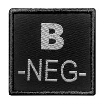 Insigne de Groupe Sanguin Noir Broderie Grise B-NEG-