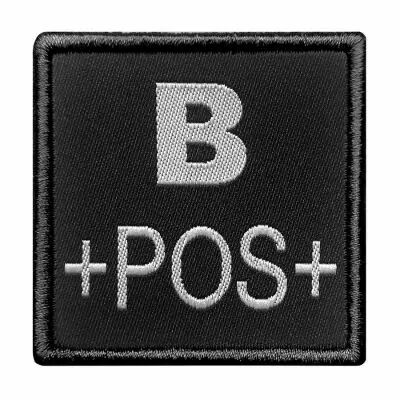 Insigne de Groupe Sanguin Noir Broderie Grise B+POS+