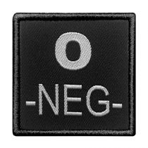 Insigne de Groupe Sanguin Noir Broderie Grise O-NEG