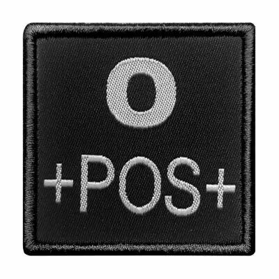Insigne de Groupe Sanguin Noir Broderie Grise O+POS+