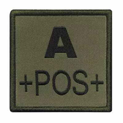 Insigne de Groupe Sanguin Vert Broderie Noire A+POS+
