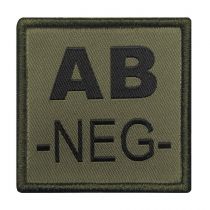 Insigne de Groupe Sanguin Vert Broderie Noire AB-NEG-