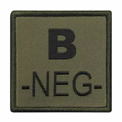Insigne de Groupe Sanguin Vert Broderie Noire B-NEG-