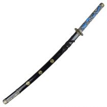 Katana ornemental Blue Dragon type Shinshinto effet vieilli et lame acier bleue