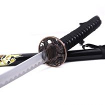 Katana ornemental Gold Dragon type Uchigatana noir lame acier et Tsuba dragon