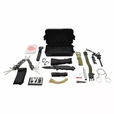 Kit complet de survie 16 pi�ces multifonctions outdoor en mallette