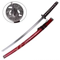 Lot de 3 Katanas ornementaux rouges avec support