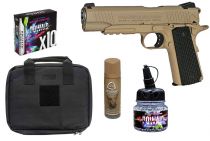 Pack Airgun SA 1911 Military Rail Blowback Full Metal + Housse + 10 CO2 + Lubrifiant + 1500 bbs