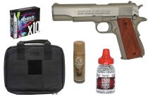 Pack Airgun SA 1911 Seventies Stainless CO2 4.5 Blowback + Housse + 10 CO2 + Lubrifiant + 1500 bbs