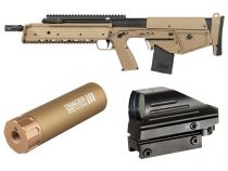 Pack Airsoft AEG Ares Kel-Tec RDB Tan + Tracer USB + Red-Dot 4 Réticules