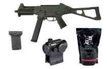 Pack Airsoft AEG UMP45 Double Eagle + Red-Dot + Poignée + 4000 Billes BIO