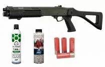 Pack Airsoft fusil à pompe FABARM STF12 Initial OD Gaz + 4 cartouches + Gaz + Billes