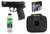Pack Airsoft MLE Co2 Noir Culasse métal + Housse + 10 CO2 + Billes