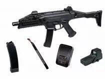 Pack Airsoft Scorpion EVO 3-A1 + Batterie + Chargeur batterie + 1 Chargeur + Holosight