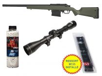 Pack Complet Airsoft Sniper ARES Amoeba Striker AS01 Olive + Upgrade