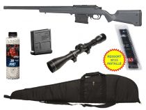 Pack Complet Airsoft Sniper ARES Amoeba Striker AS01 Urban Grey + Upgrade