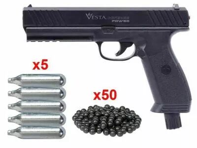 Pack complet Vesta D�fense Semi-Auto CO2 PDW50 Cal.50 14J + 5 CO2 + 50 Billes