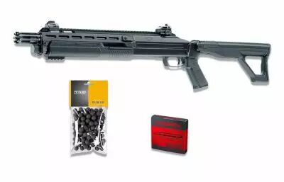 Pack d�fense pr�t � tirer Shotgun CO2 T4E HDX68 + 100 billes Cal.68 + 5 CO2