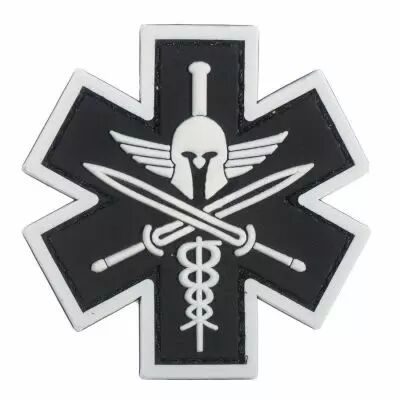 Patch Airsoft 3D Medic Tactical velcro Noir et Blanc Phosphorescent
