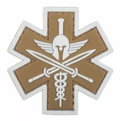 Patch Airsoft 3D Medic Tactical velcro Tan et Blanc Phosphorescent