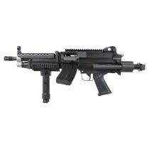 R&eacute;plique airsoft M249K AEG M&eacute;tal Noir avec chargeur Stanag Mid-Cap 120 bbs