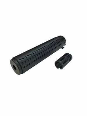 Silencieux Airsoft Battleaxe QD 170x37mm + cache-flamme SR-16 14mm CCW