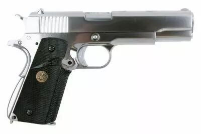 WE 1911 Chrome Gaz Blowback Full Metal avec grip MEU