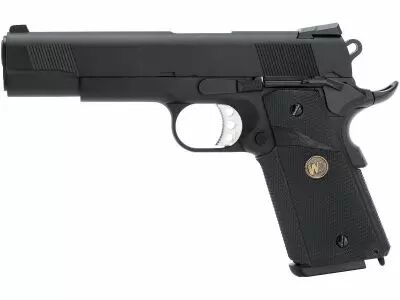 WE 1911 MEU Noir Gaz Blowback Full Metal avec rail et grip caoutchouc