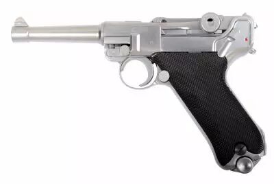 WE Airsoft P08 4\'\' Silver Full Metal GBB Gaz Blowback